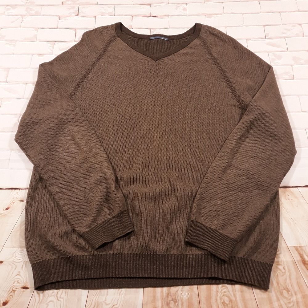 Tommy Bahama Sweater Mens XL Pullover Brown V-Neck Pima Cotton